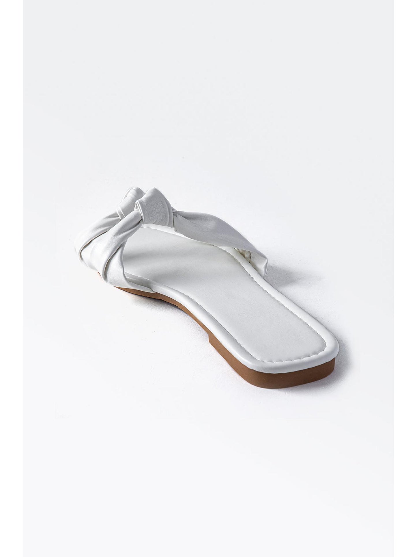 Knotted Strap Slippers with PU Leather Upper