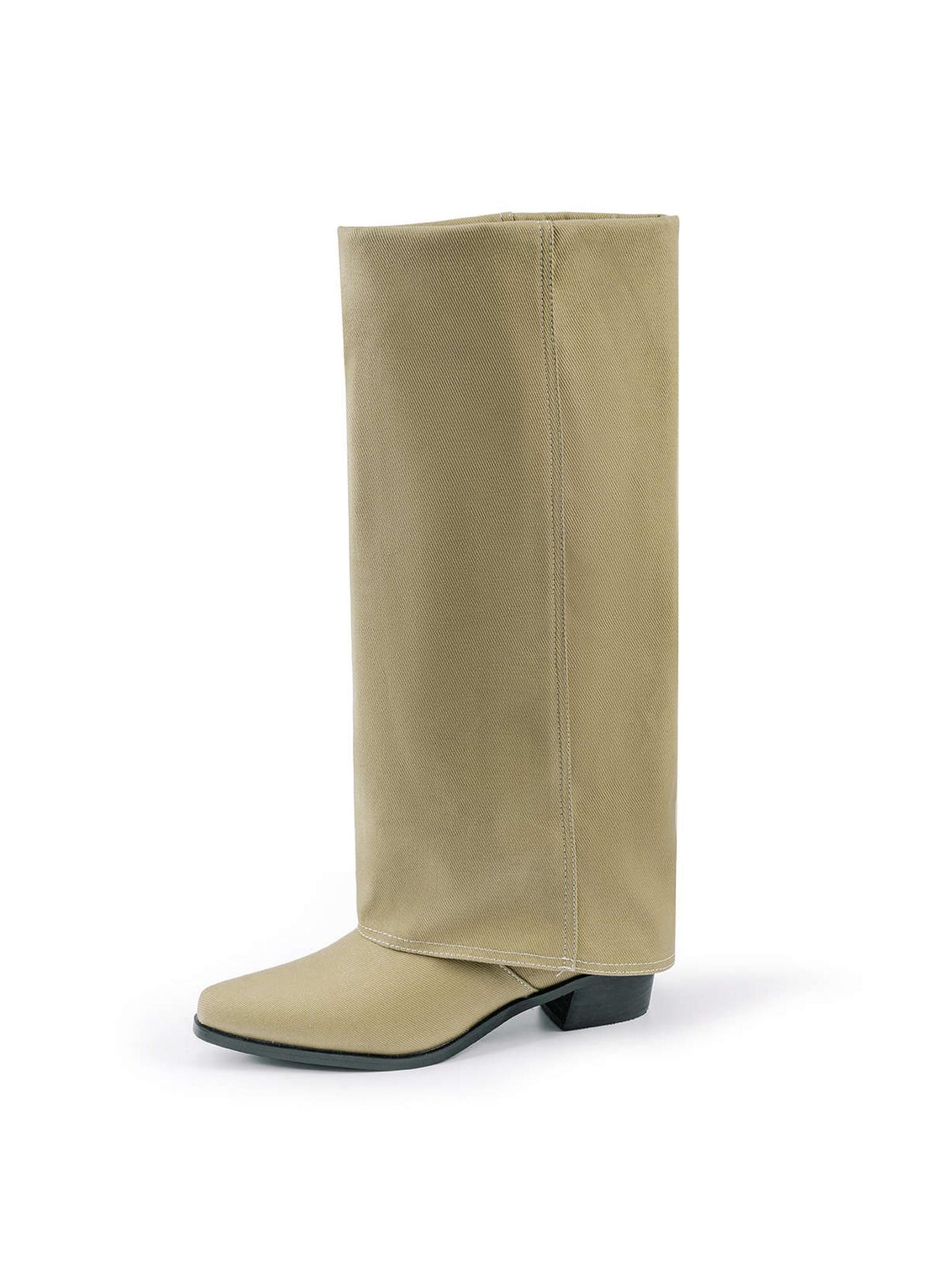 Wrap Pointed Mid Calf Boots in Microfiber Leather