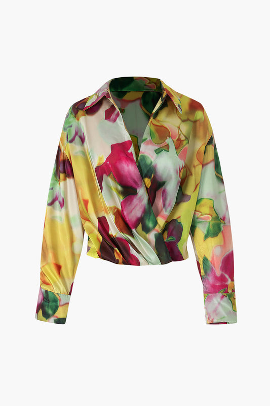 Printed Satin Blouse with Loose Fit Design