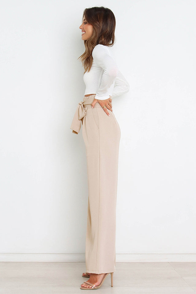 All-Matching Belted Wide-Leg Trouser Outfit