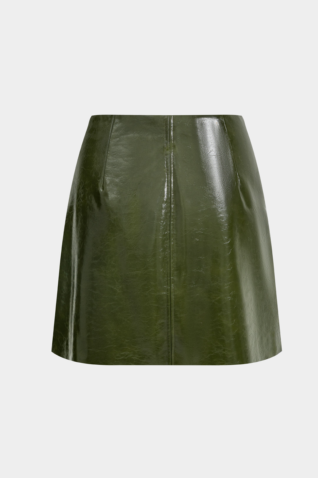 Faux Leather Skirt With Fake Pockets