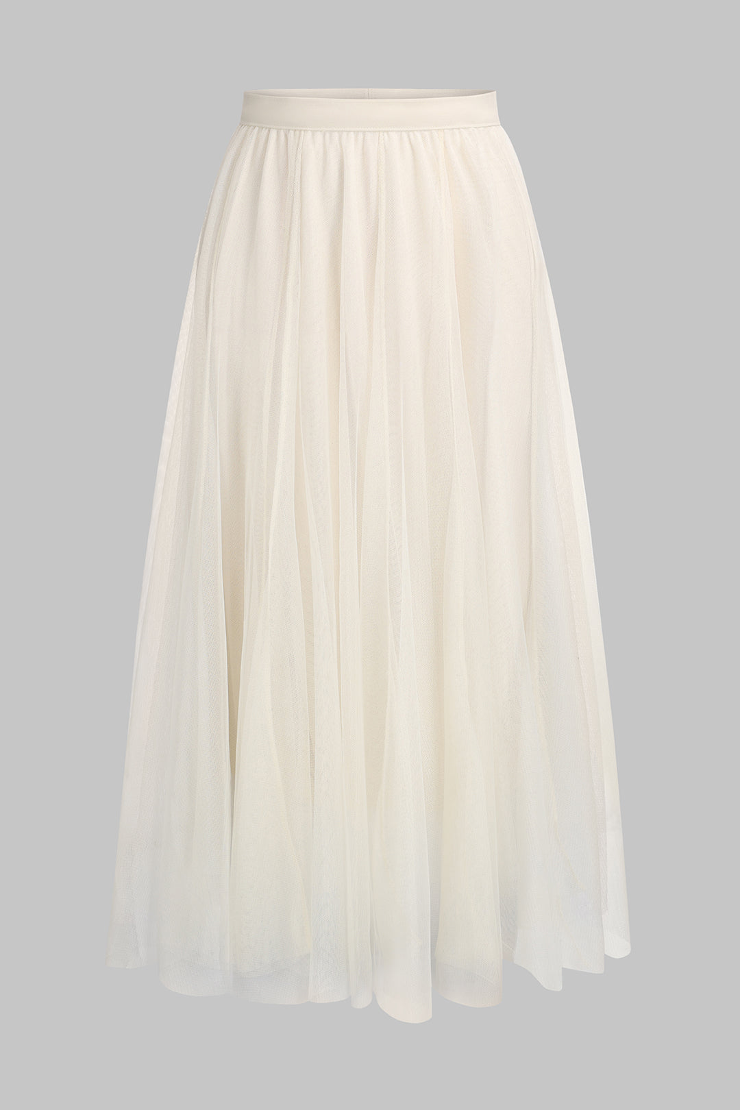 Mesh Pleated High Waist Skirt in Sheer Tulle Fabric