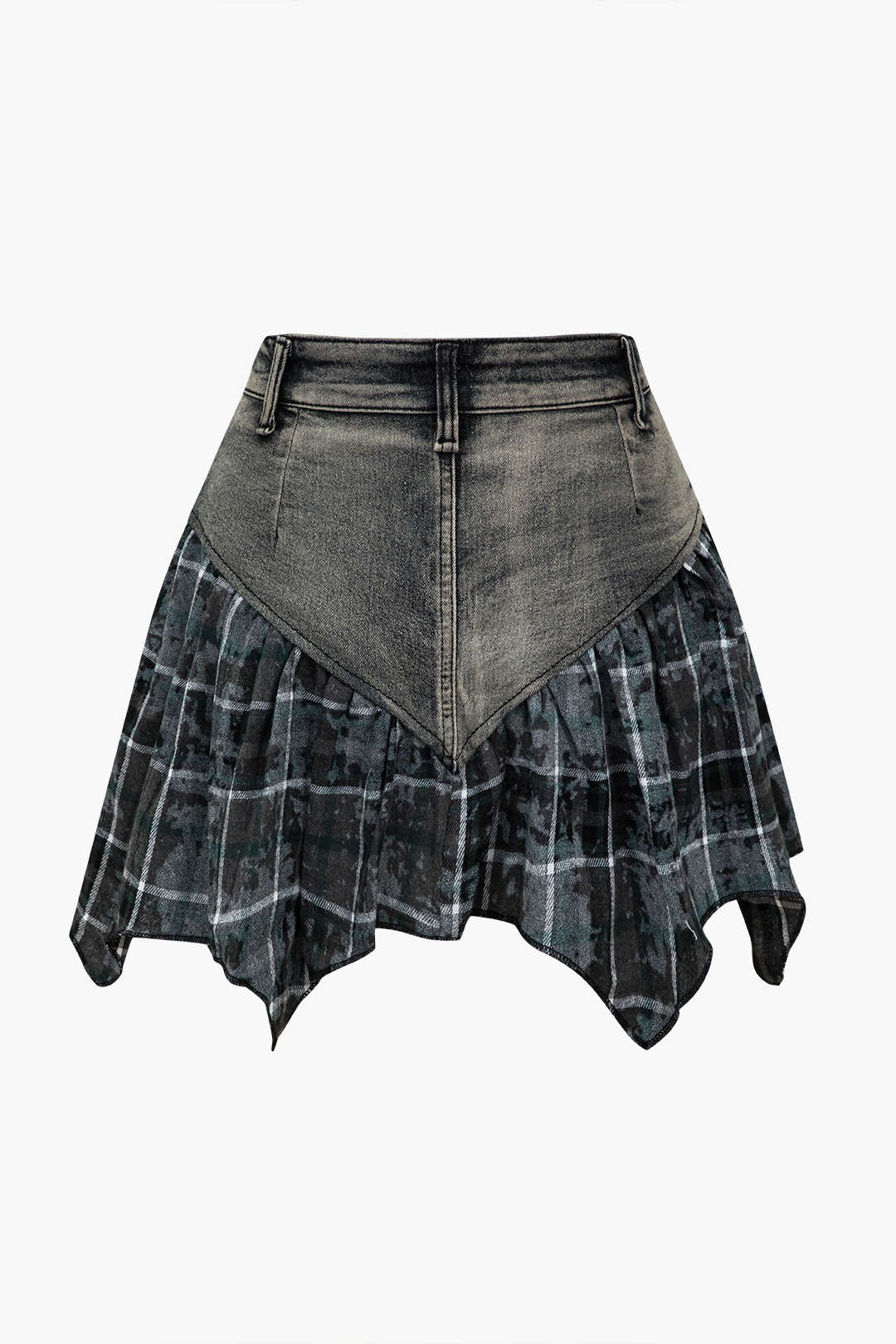 Basic Patchwork Print Denim Skirt for Casual Style