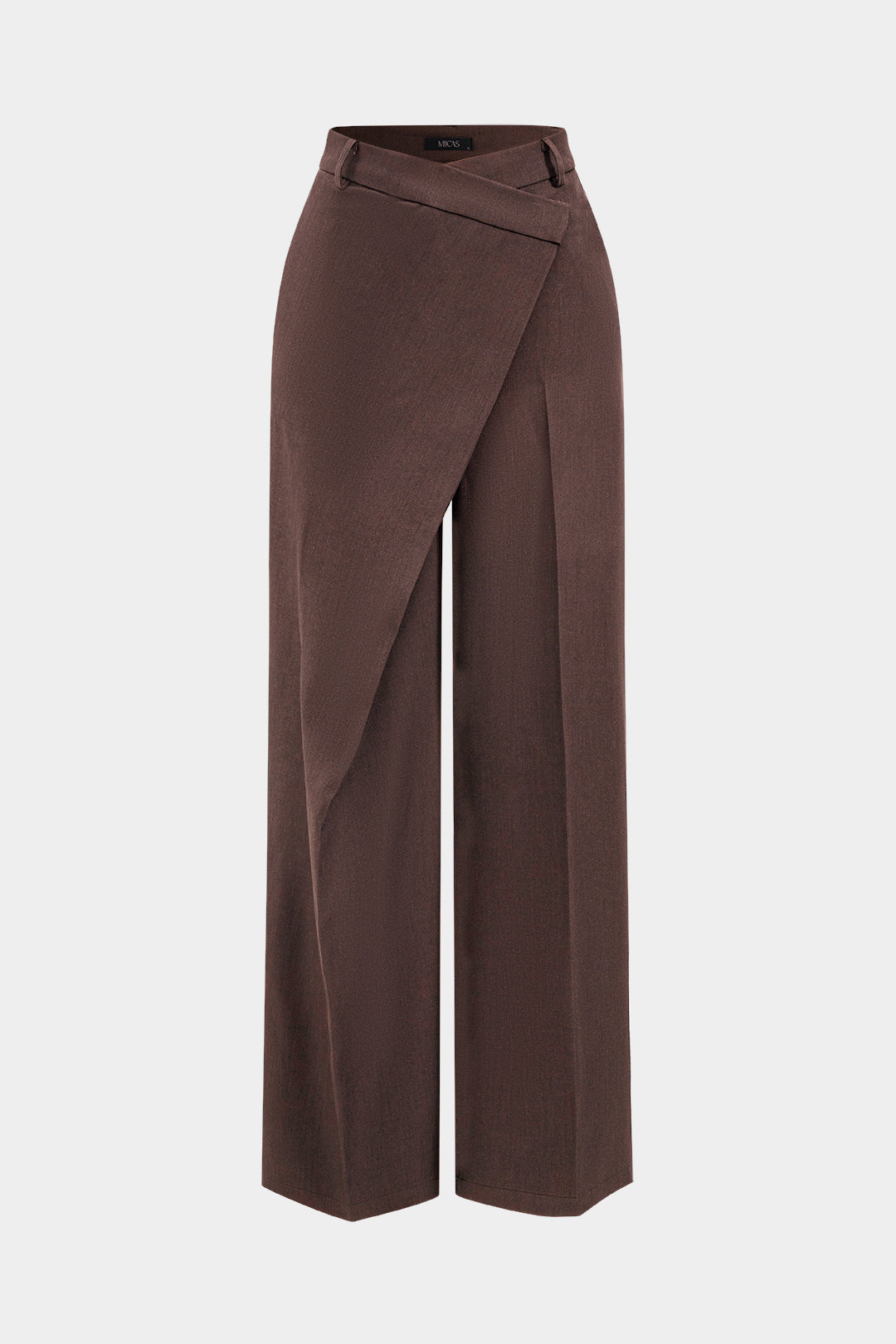 Asymmetrical Wide Leg Trousers in Plain Fabric