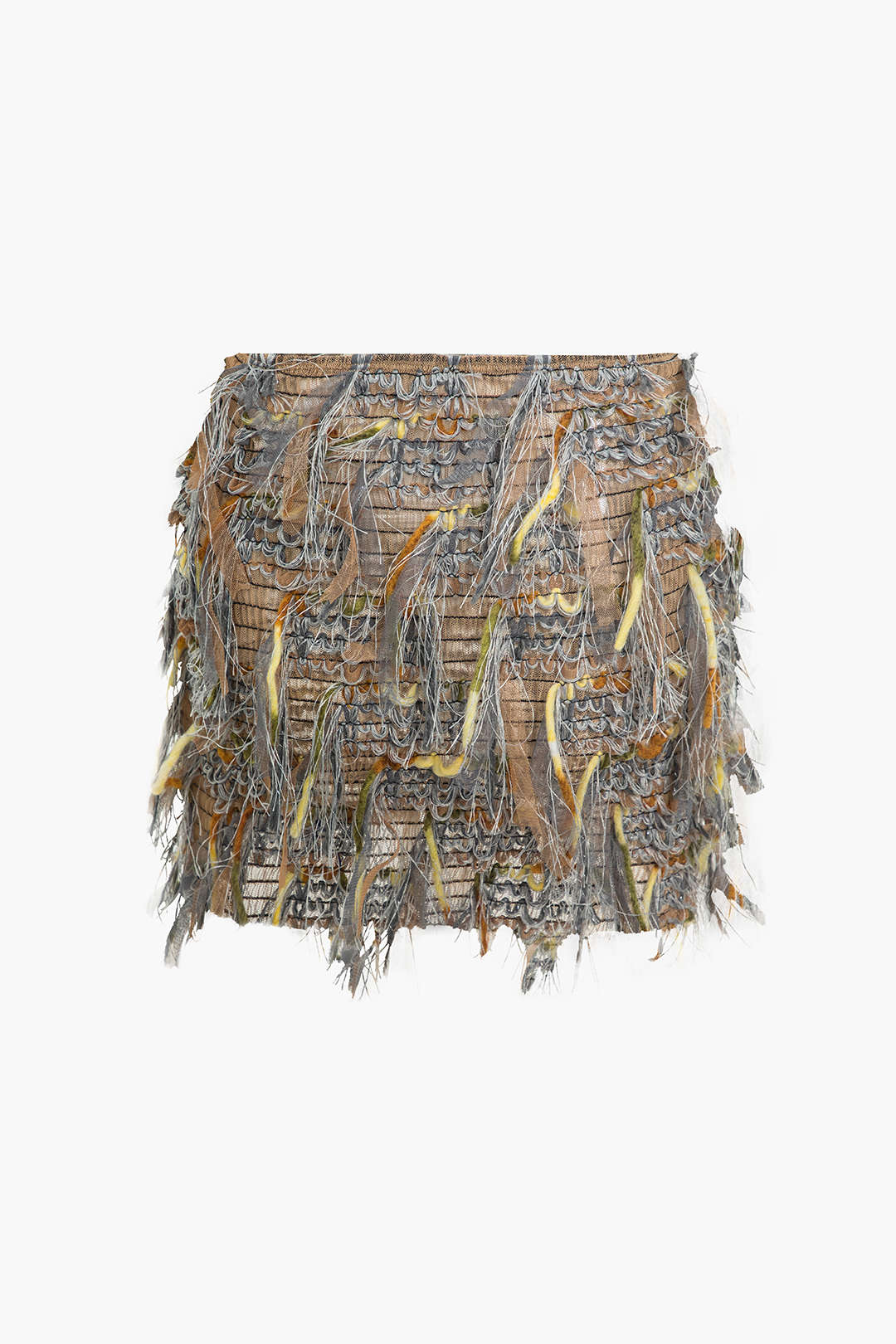 Fringe Mini Skirt in Sheer Organza Fabric