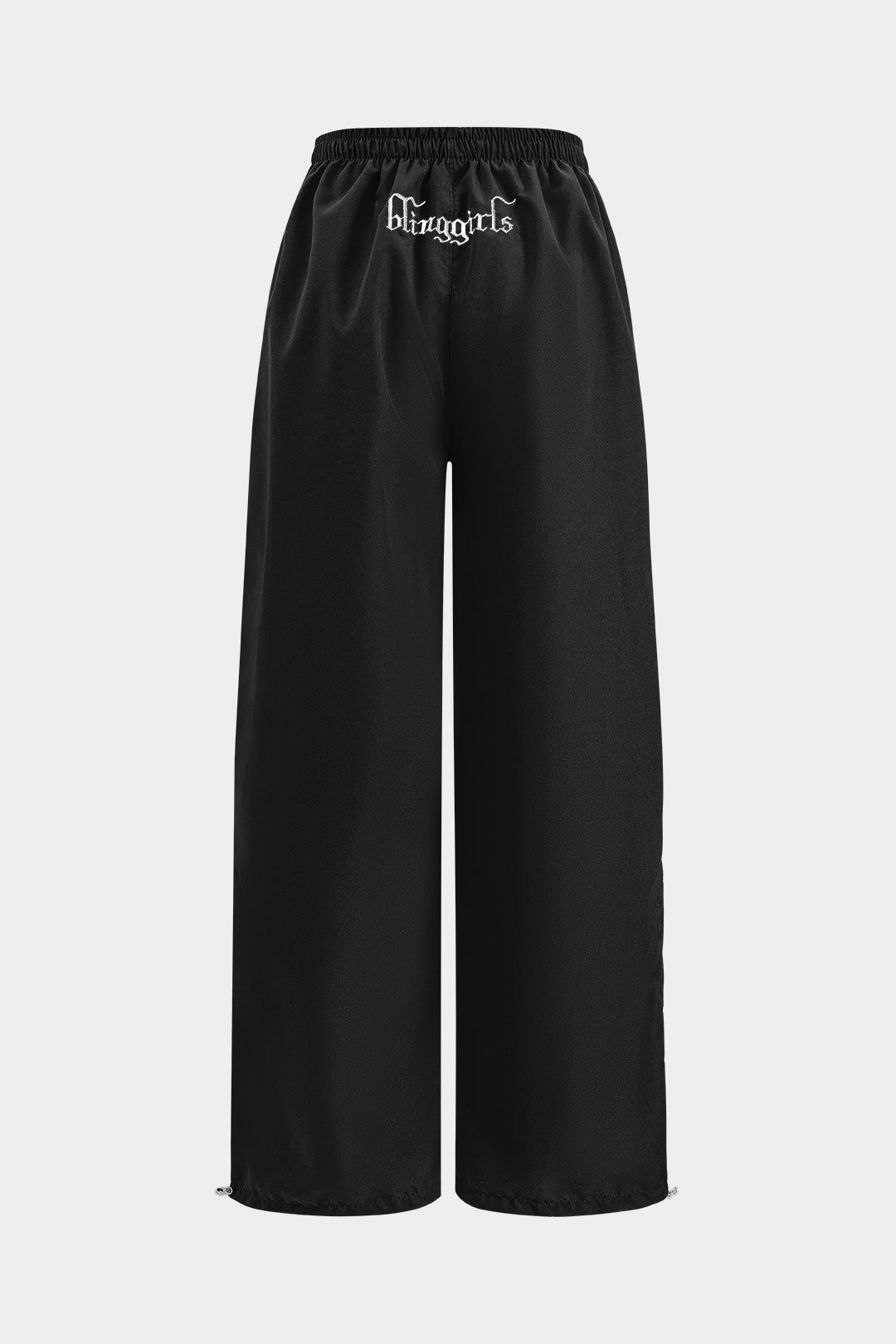 Letter Embroidery Ruched Wide Leg Trousers