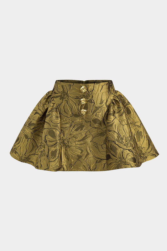 Jacquard Metallic Puff Zipper Skirt