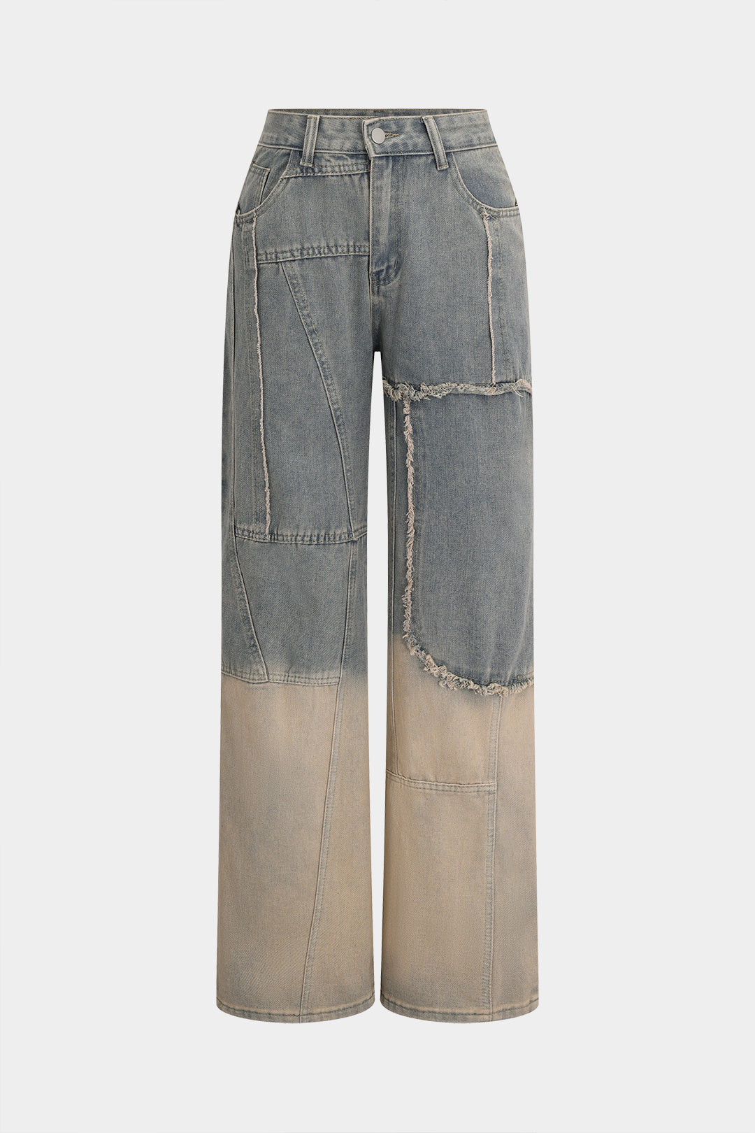 Denim Faded Straight Leg Jeans for Casual Style