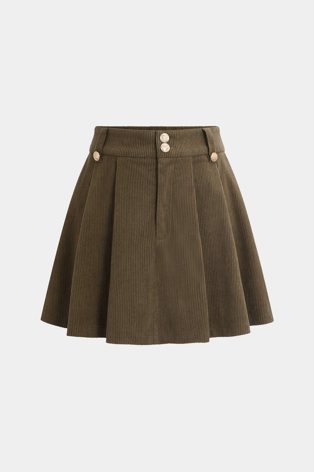 Fitted Corduroy Pleated Mini Skirt