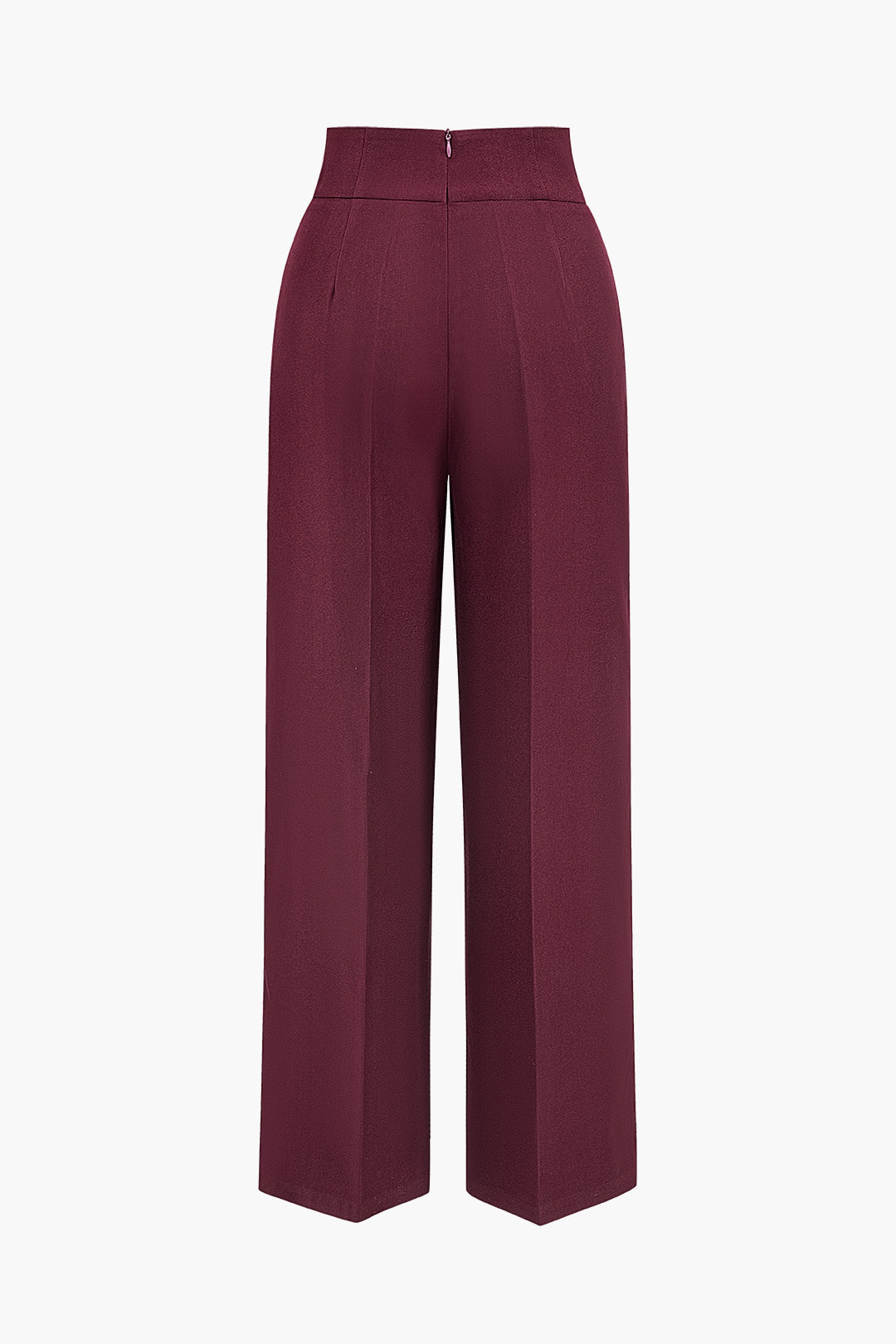 Basic High-Waisted Wide Leg Trousers in Twill Fabric