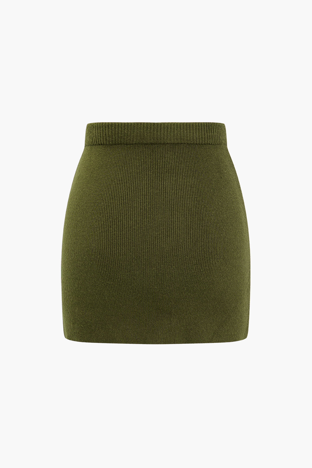 Basic Solid Knit Mini Skirt in Fitted Style