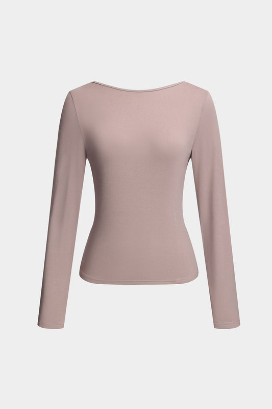 Backless Long-Sleeve Fitted Top