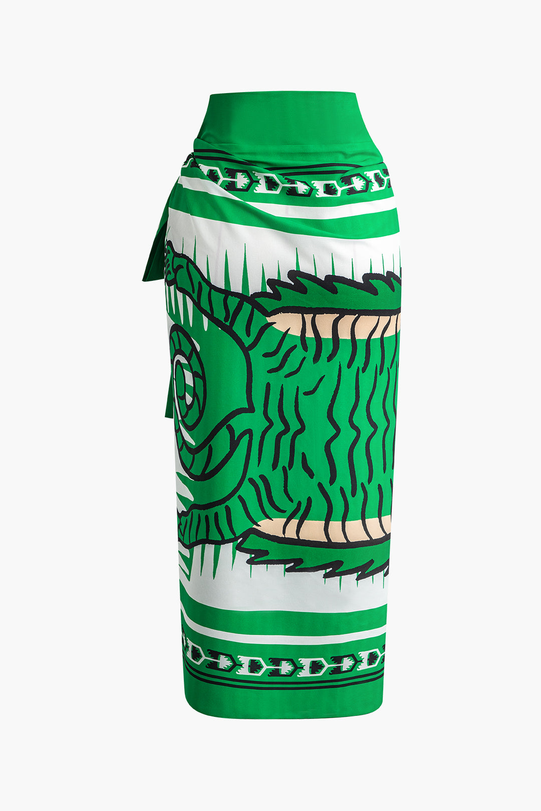 Abstract Print Knot Maxi Skirt with Fitted Style