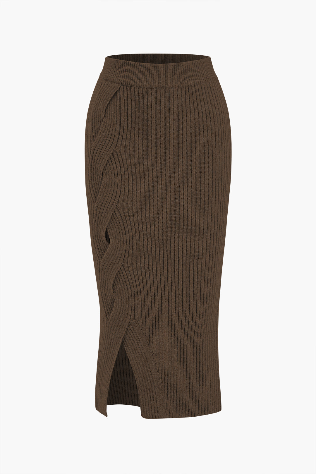 Crossed Sweater Asymmetrical Midi Skirt in Knit Fabric