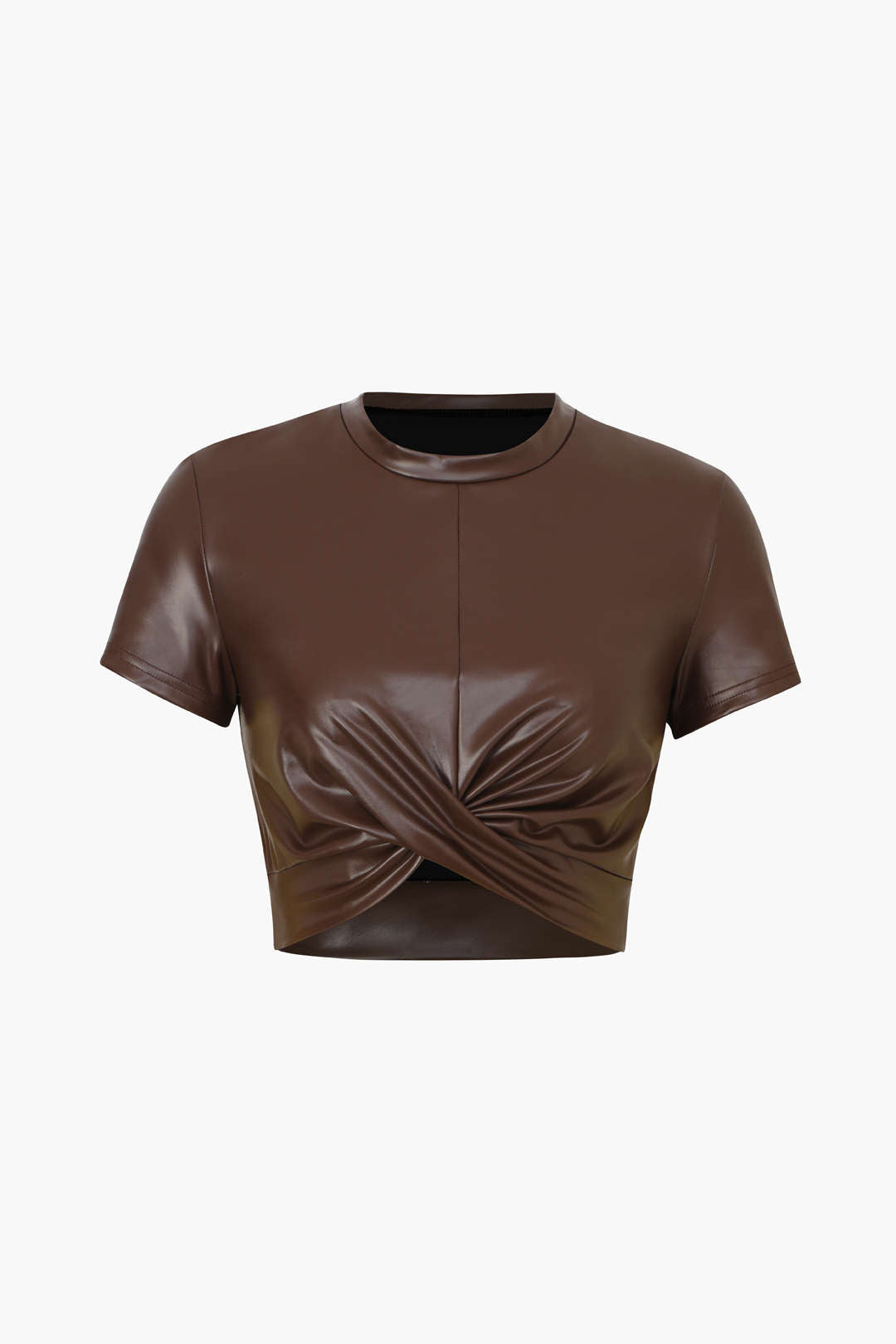 Basic Faux Leather Cropped Tee in Slim Fit