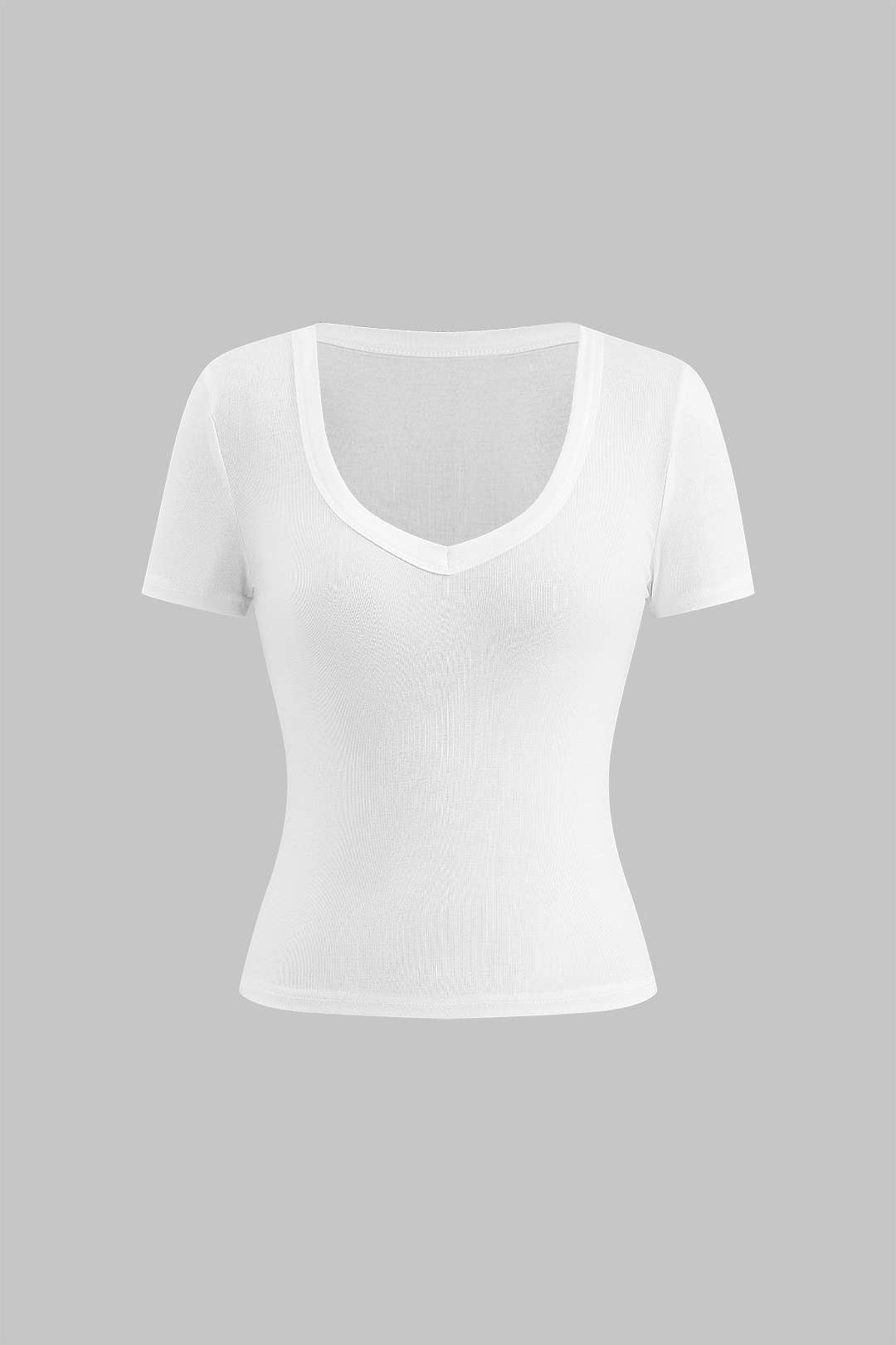 Fitted V-Neck Short Sleeve T-Shirt