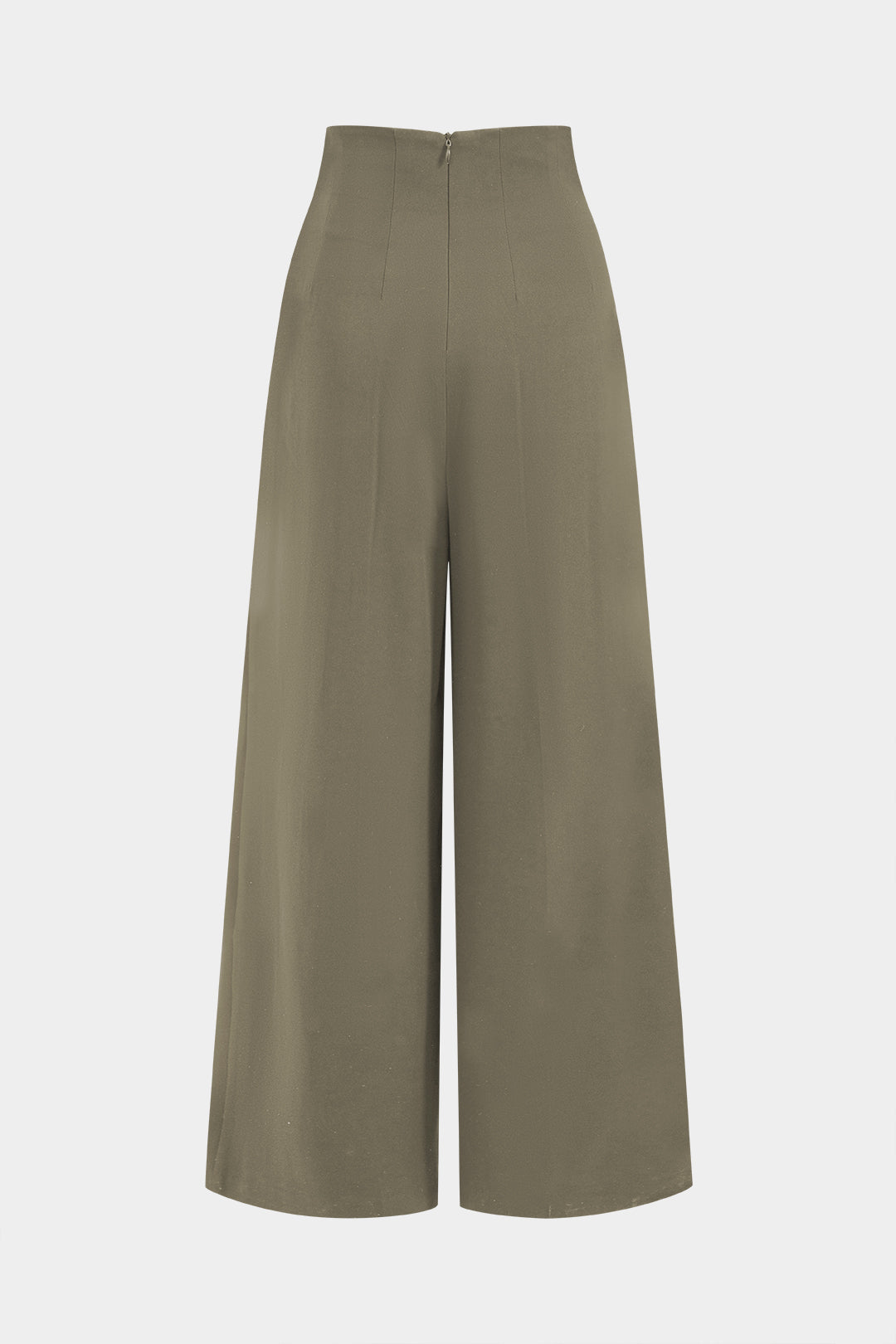 Pleated Asymmetrical Wide Leg Trousers in Twill Fabric