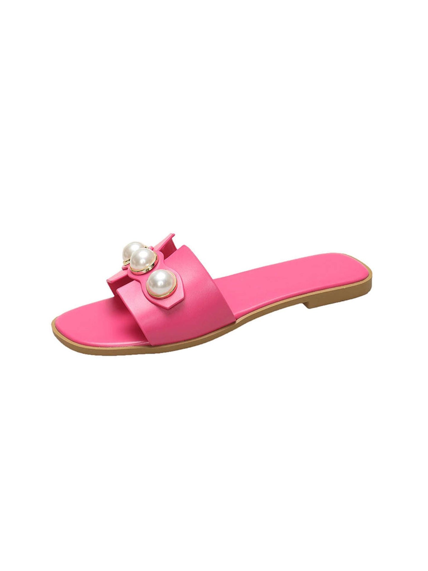 Pearl Flat Slippers in PU Leather Finish