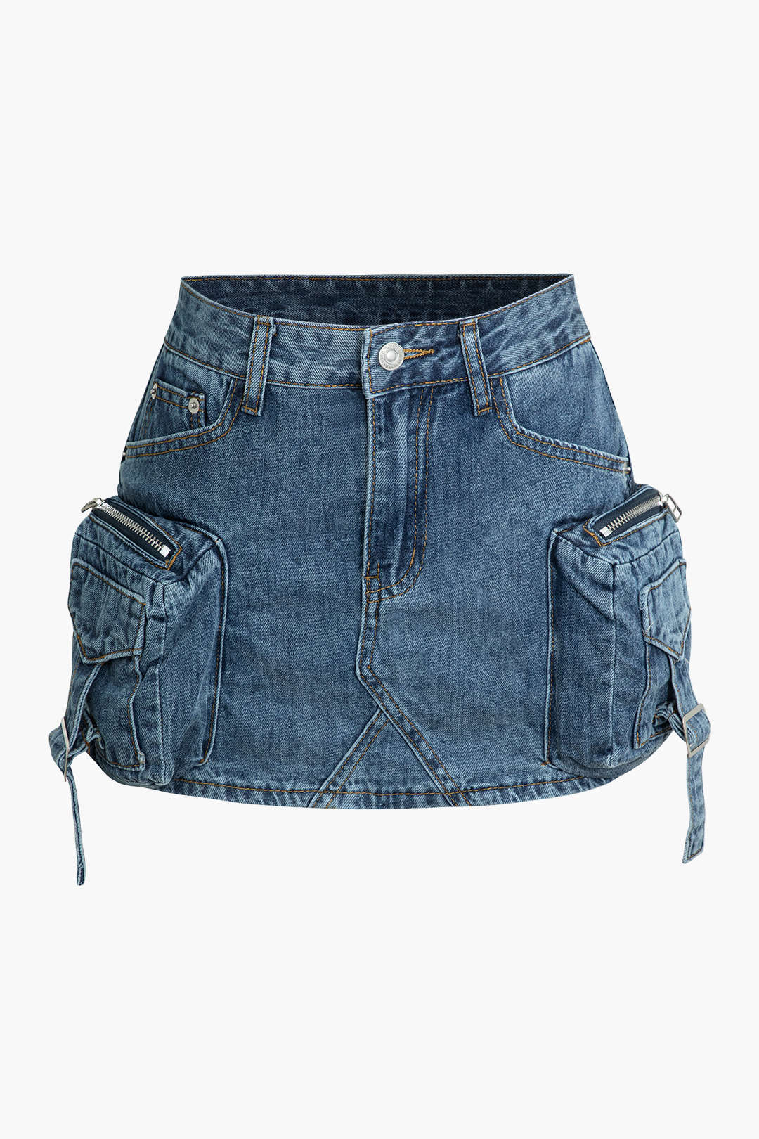 Faded Pocket Denim Mini Skirt for Casual Style