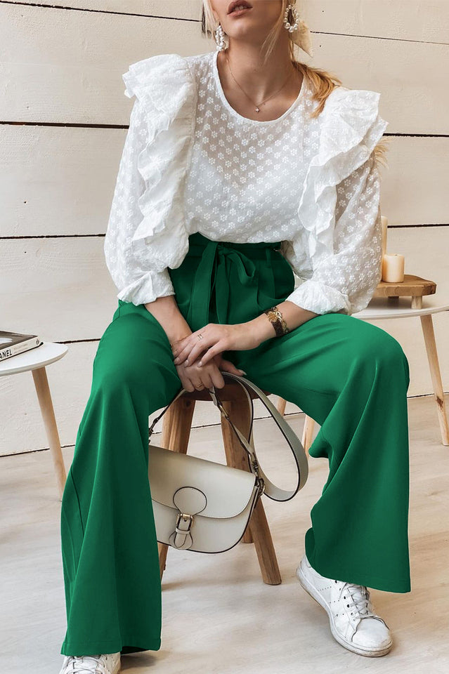 All-Matching Belted Wide-Leg Trouser Outfit