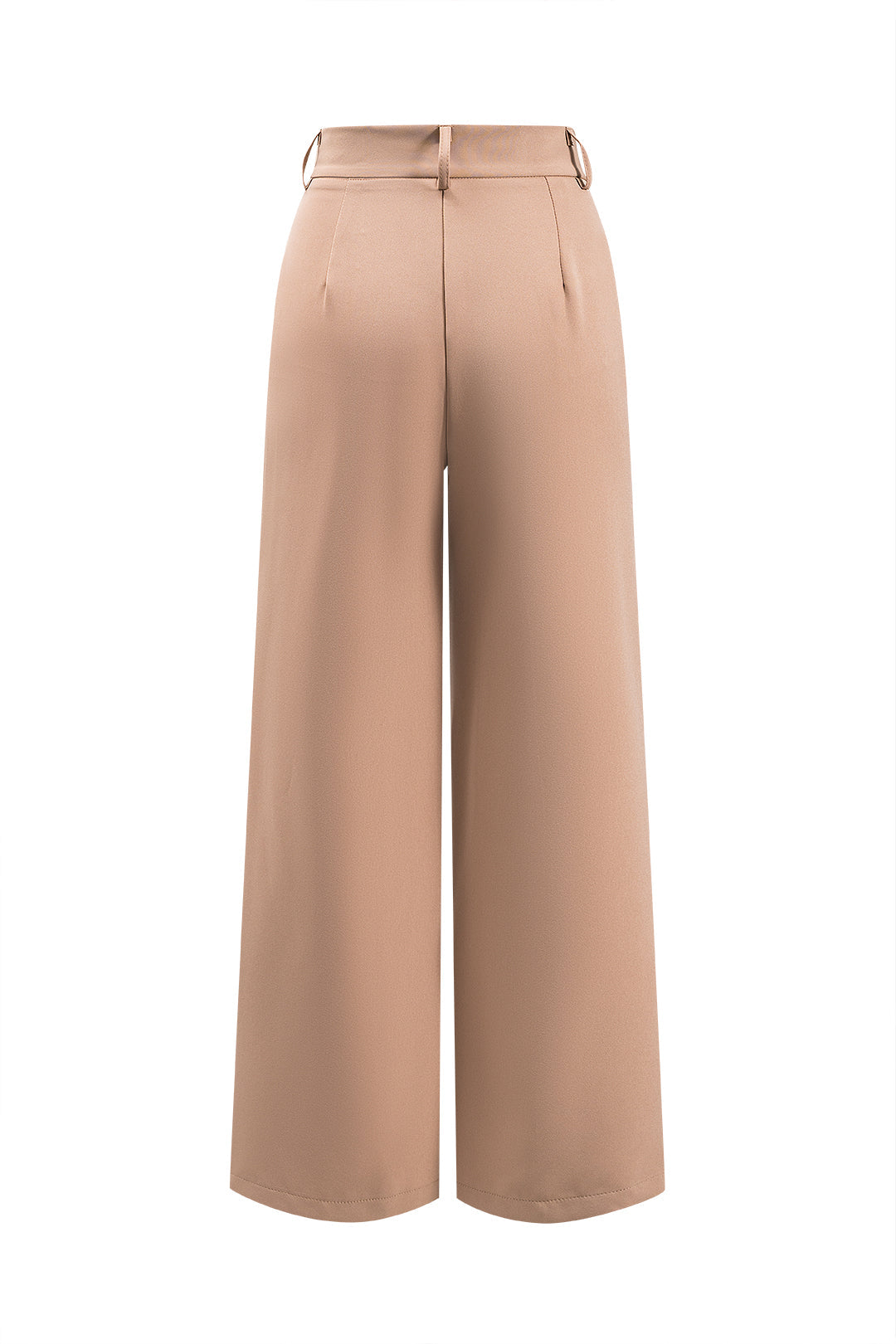 Pleated Button Pocket Wide Leg Trousers