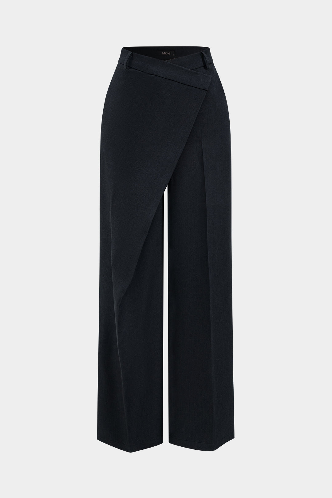 Asymmetrical Wide Leg Trousers in Plain Fabric