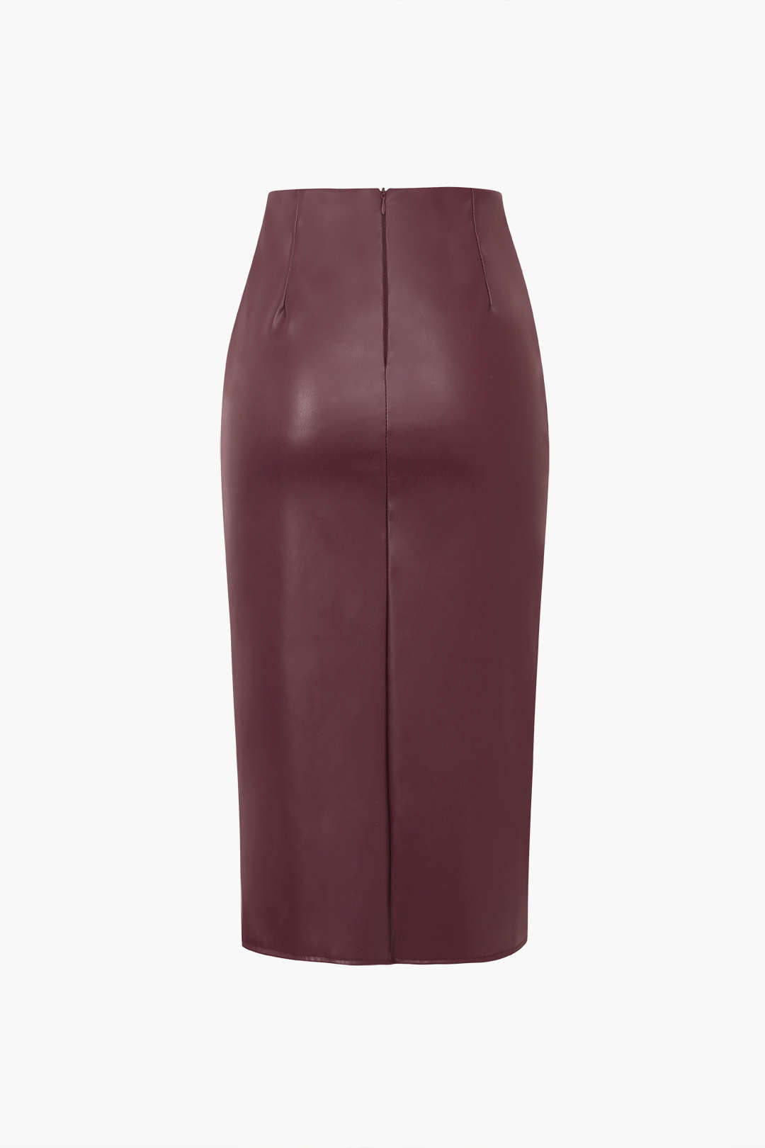 Faux Leather Wrap Ruched Midi Skirt for Chic Style