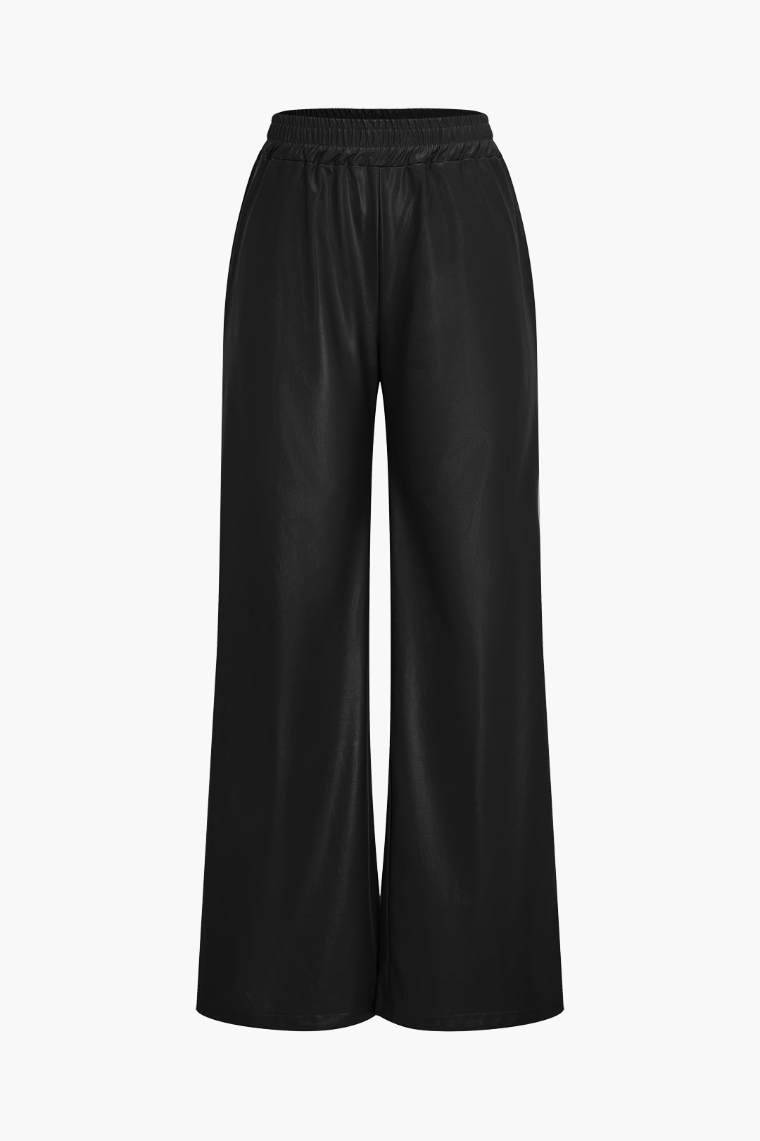 Faux Leather Pocket Wide Leg Trousers