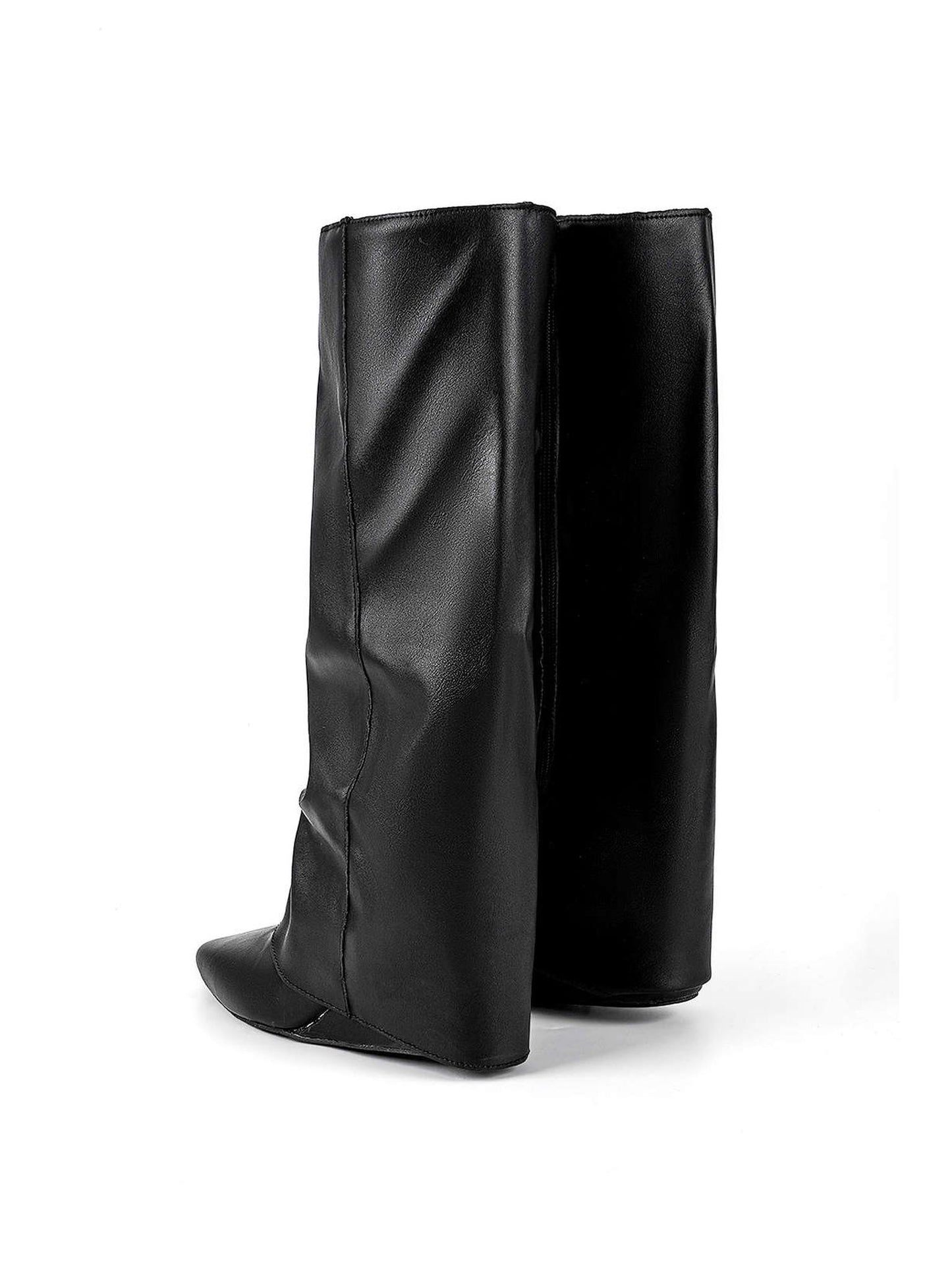 Faux Leather Almond Toe Mid Calf Boots for Effortless Style