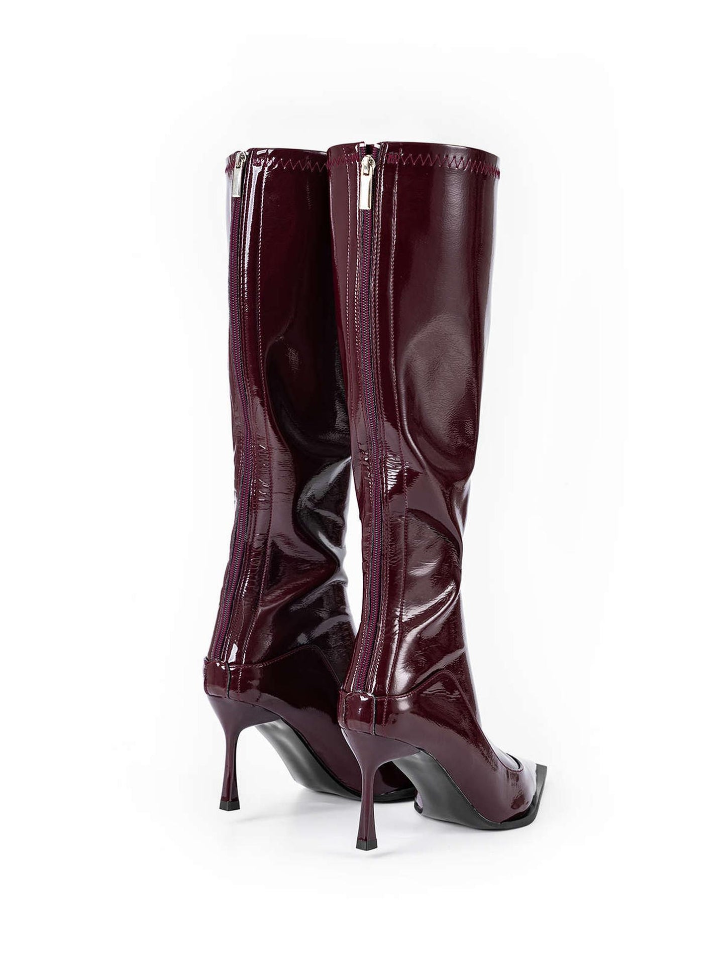 Faux Leather Pointed Knee High Boots for Chic Style