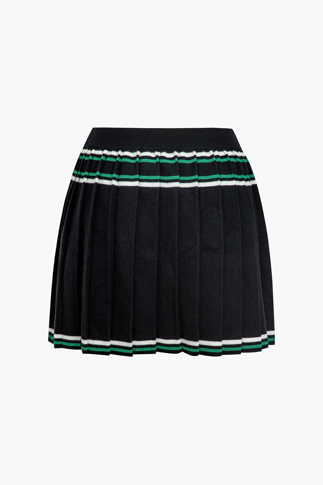 Knit Color Block Pleated Mini Skirt