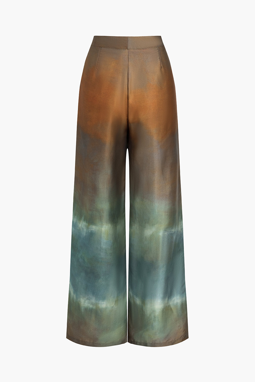 Tie Dye Print Satin Wide Leg Trousers