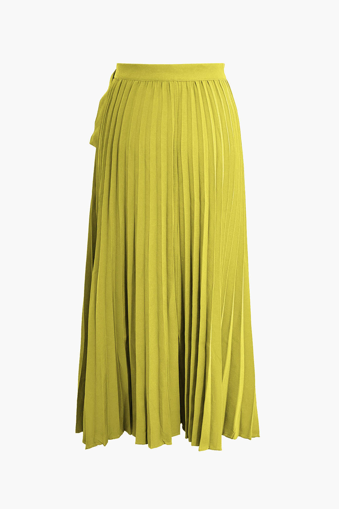 Solid Asymmetrical Pleated Skirt in Polyester Fabric