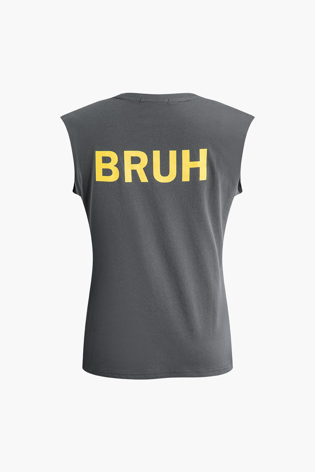 Bruh Print Fitted Sleeveless T-Shirt