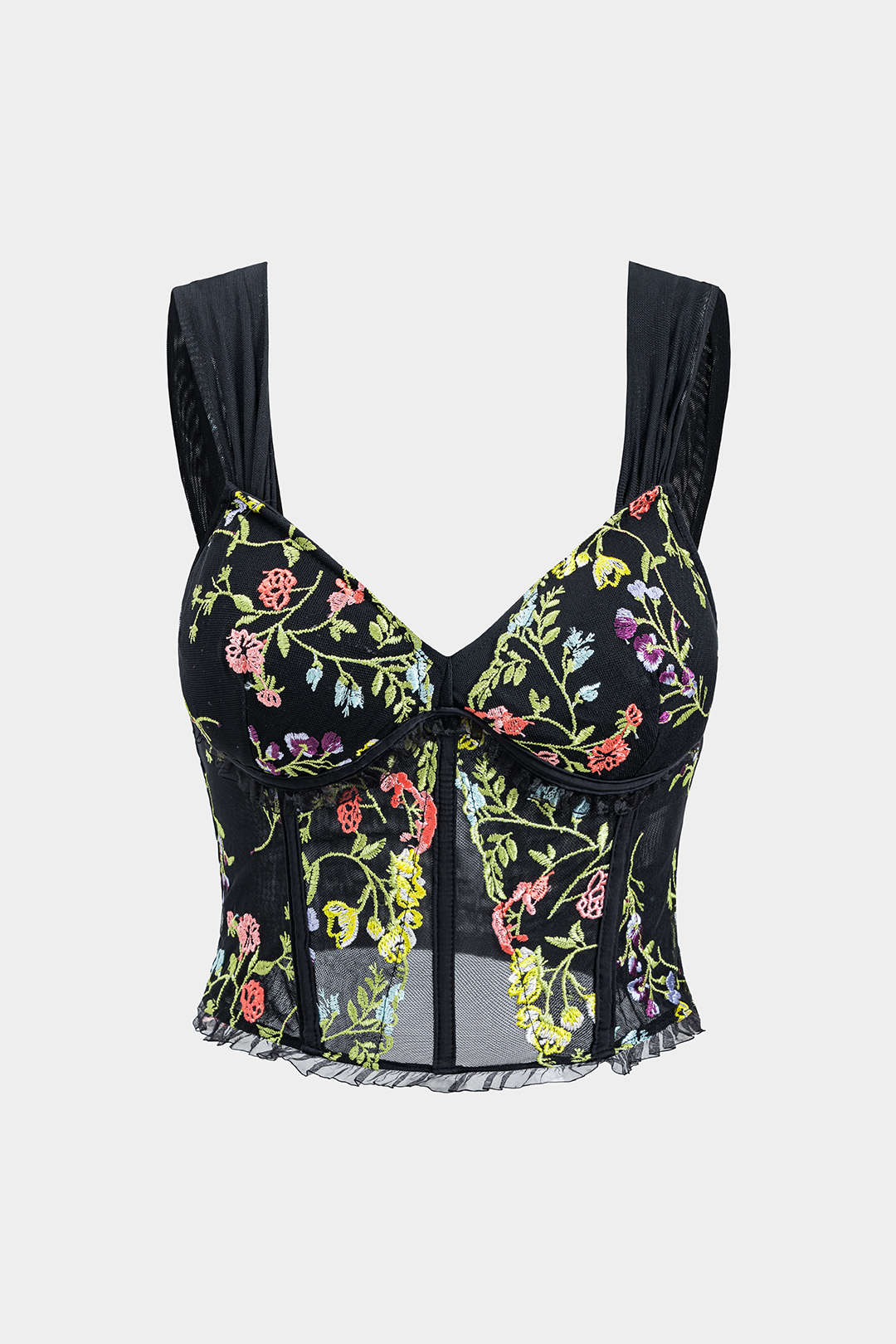 Mesh Embroidery Bustier Cami Top