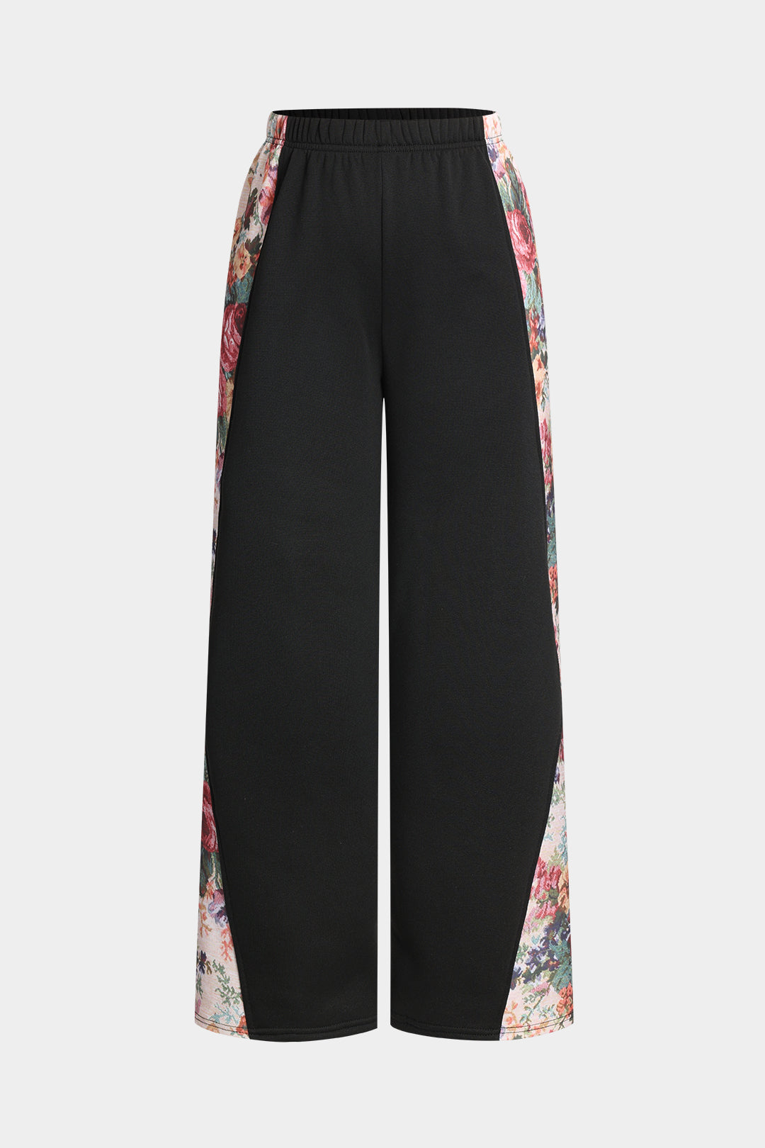 Floral Leaves Pattern Wide Leg Trousers