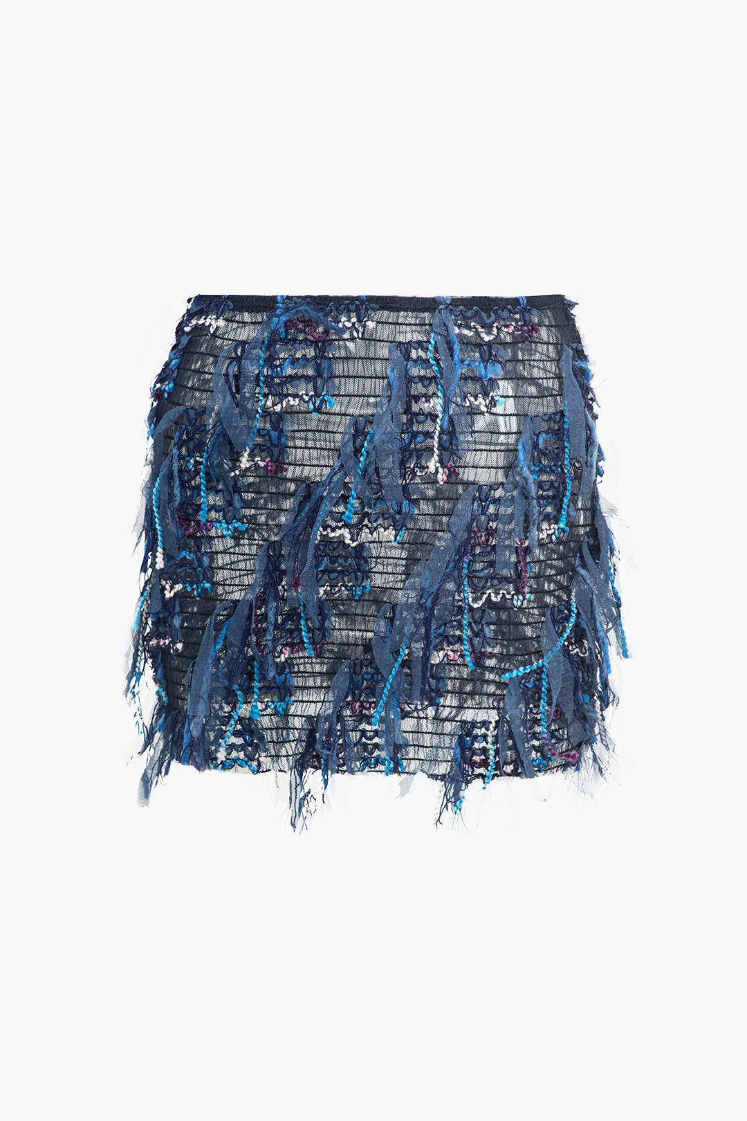 Fringe Mini Skirt in Sheer Organza Fabric