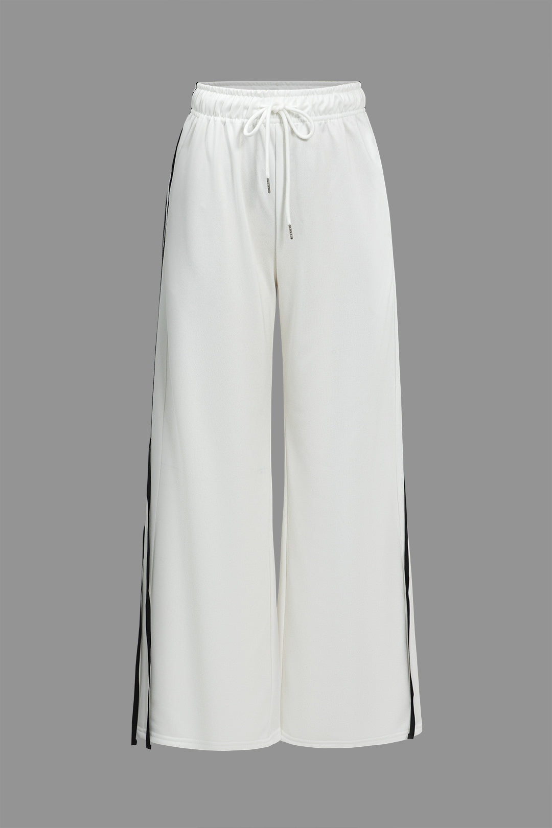 Contrast Tie-Up Loose Fit Wide Leg Trousers