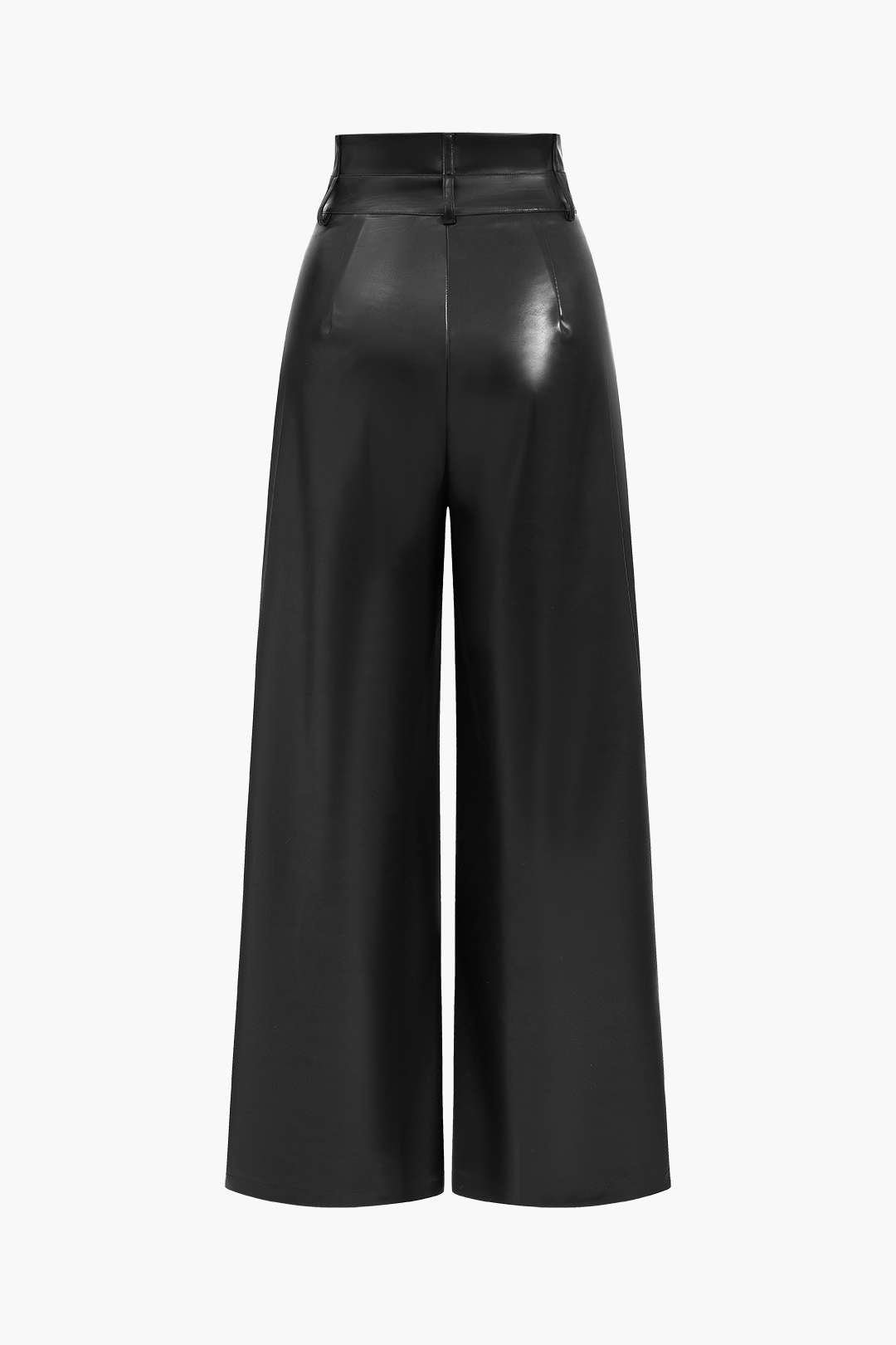 Faux Leather High Waist Trousers - Loose Fit Style