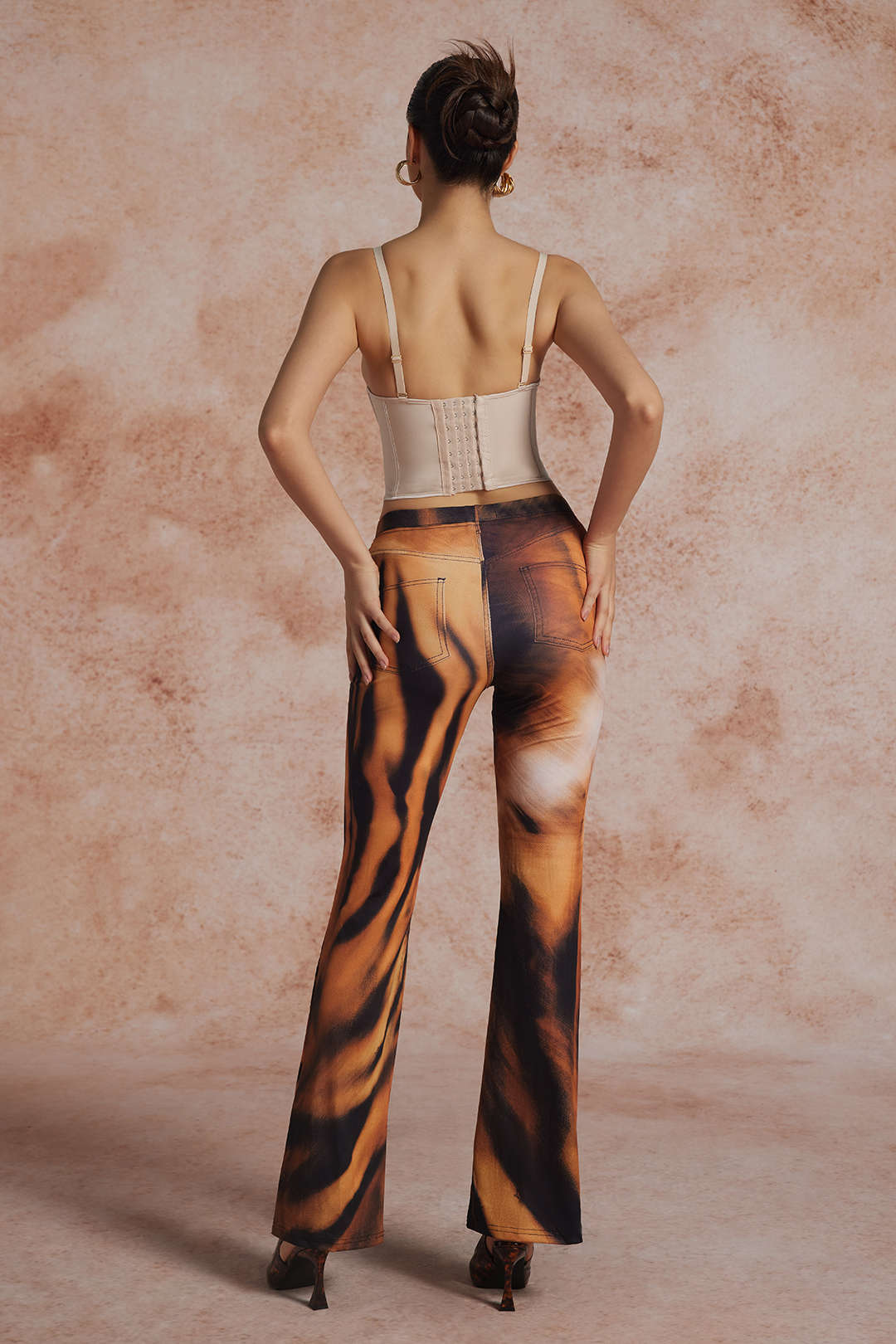 Tiger Print High Waist Trousers for Effortless Style