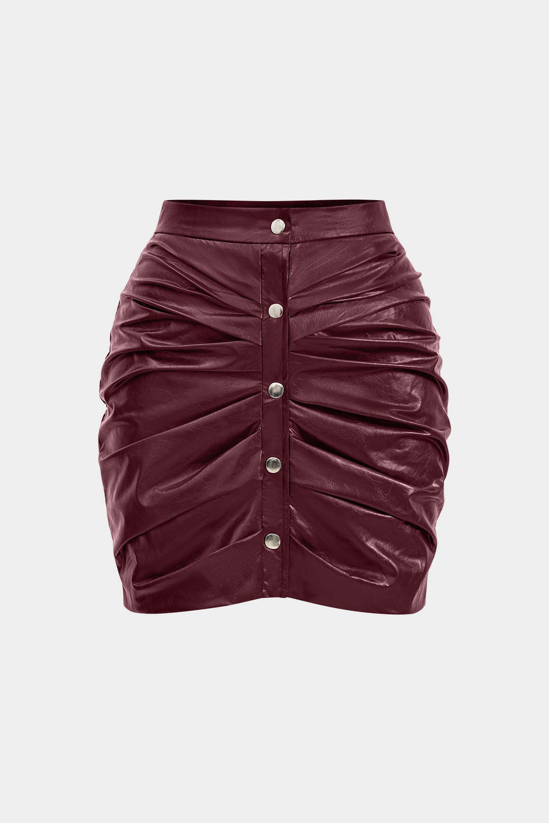 Faux Leather Ruched Skirt in Slim Fit