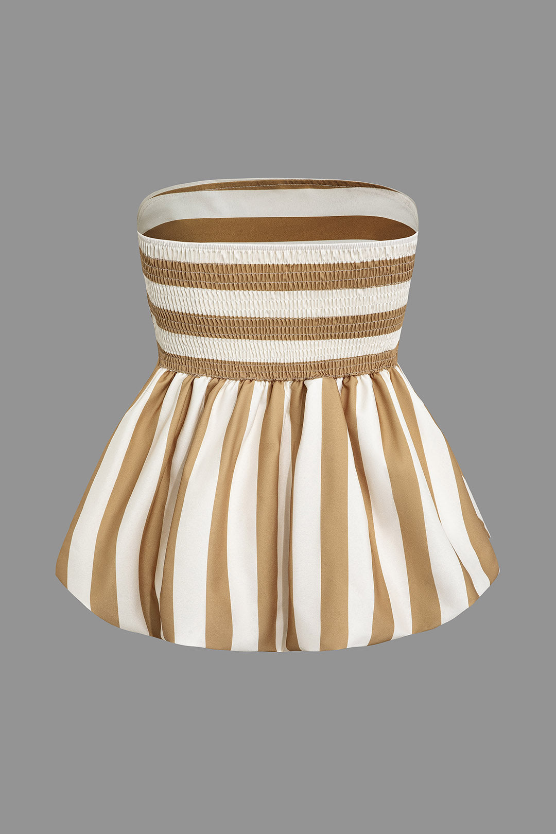 Color Block Ruched Stripe Tube Top for Casual Wear