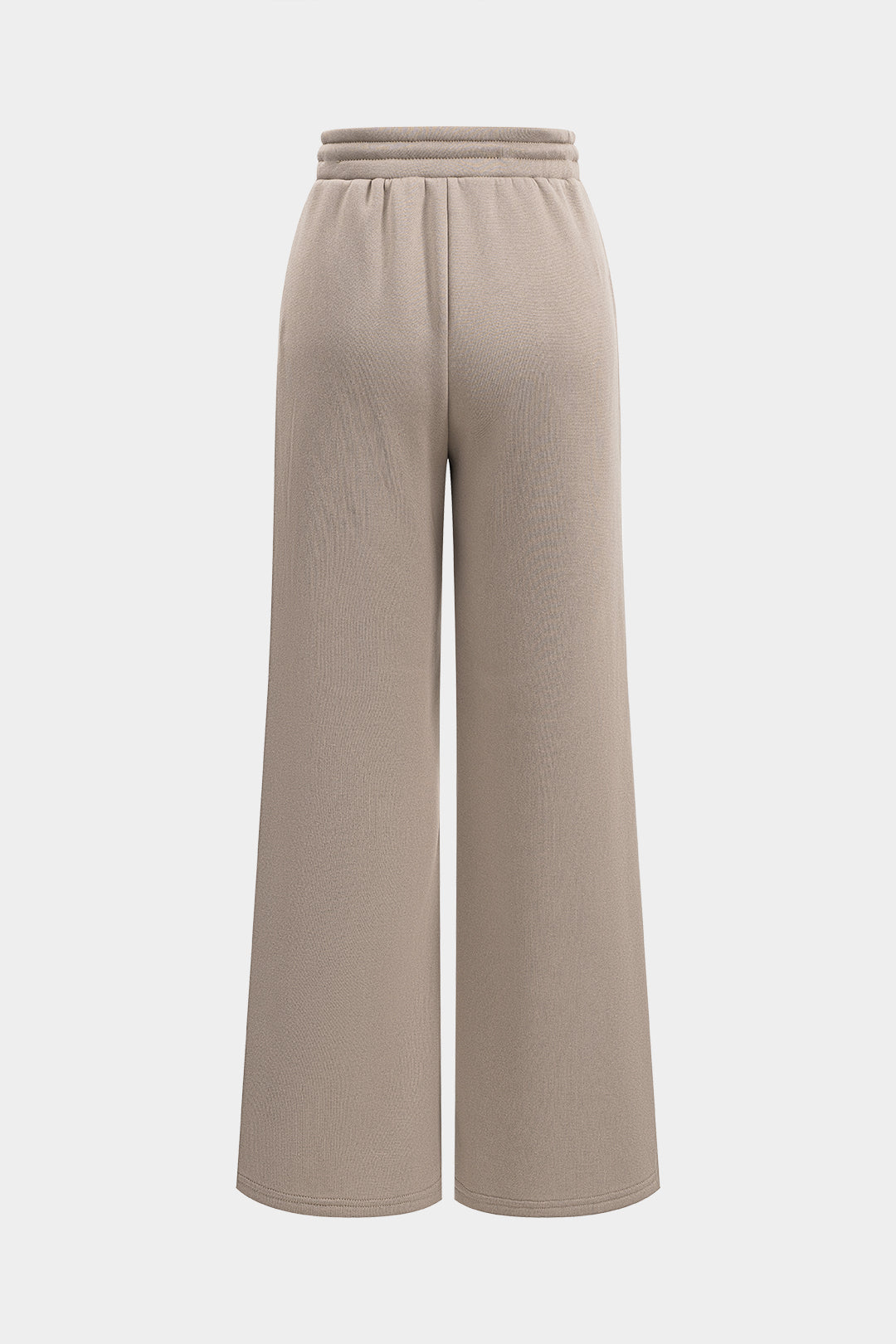 Drawstrings Zipper Wide Leg Trousers in Jersey Fabric