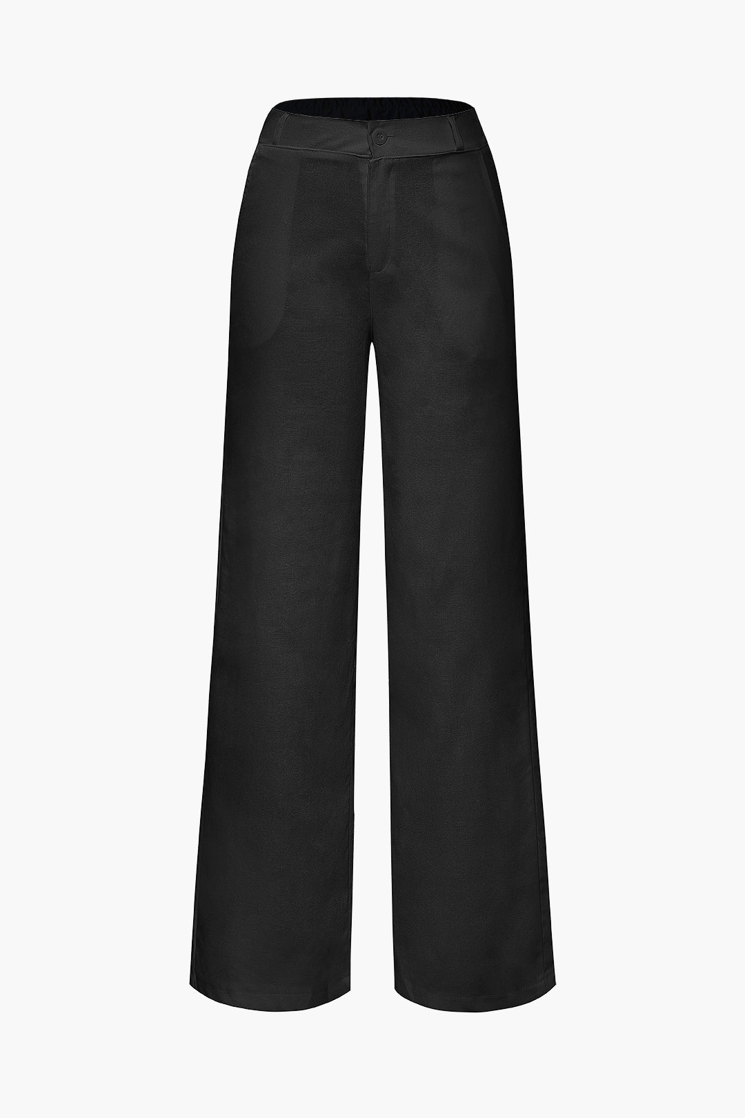 Basic Linen-Blend Fitted Straight Leg Pants