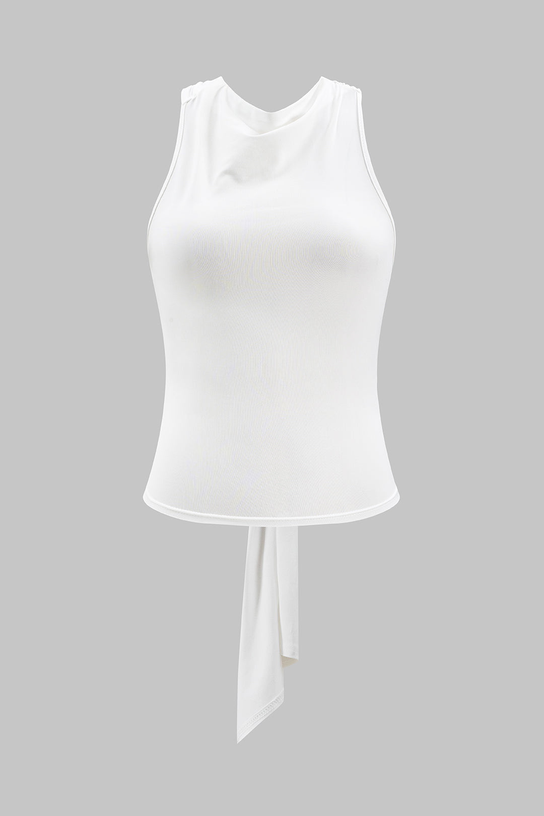 Ruched Asymmetrical Backless Tank Top in Jersey Fabric