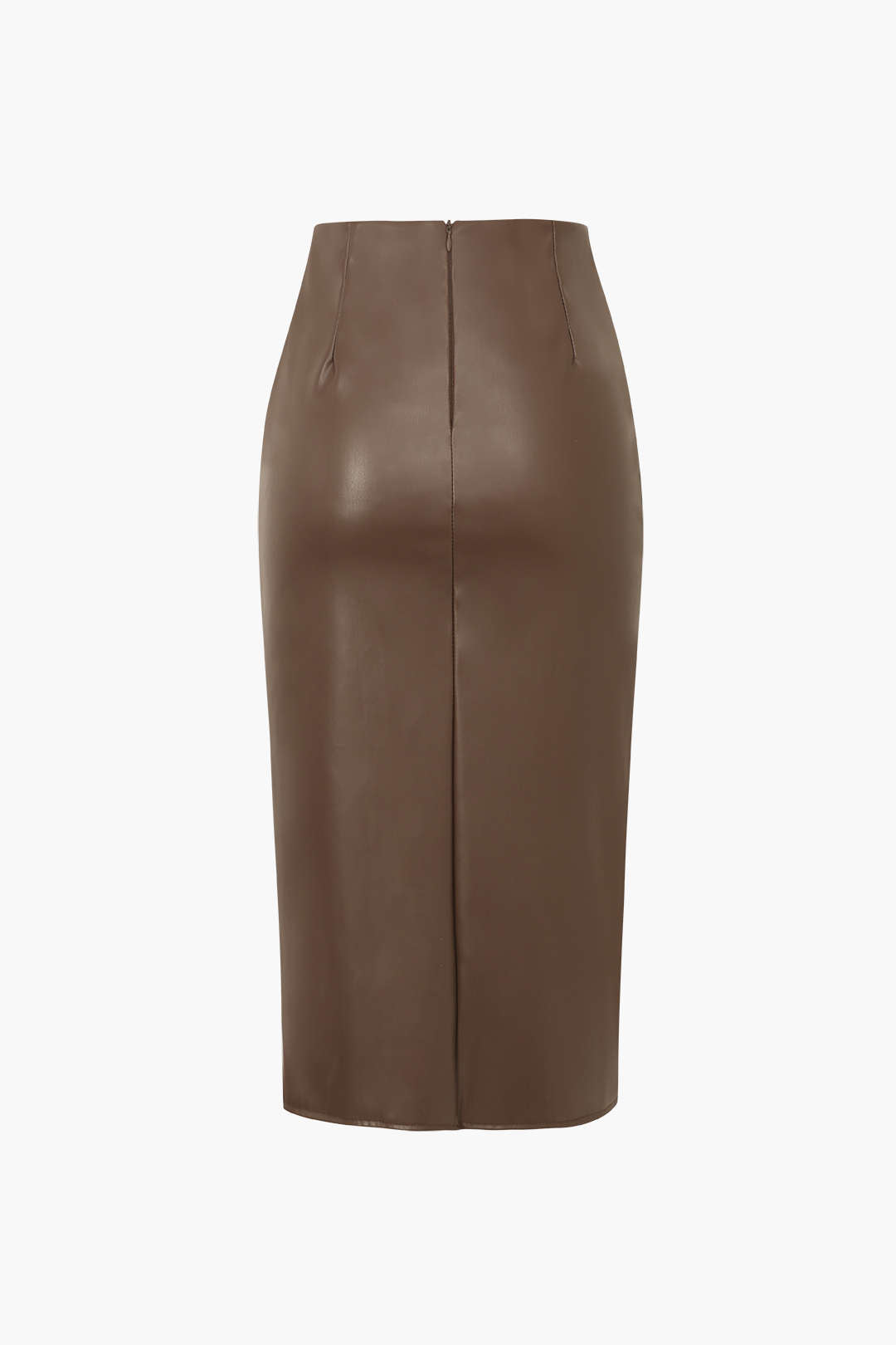 Faux Leather Wrap Ruched Midi Skirt for Chic Style