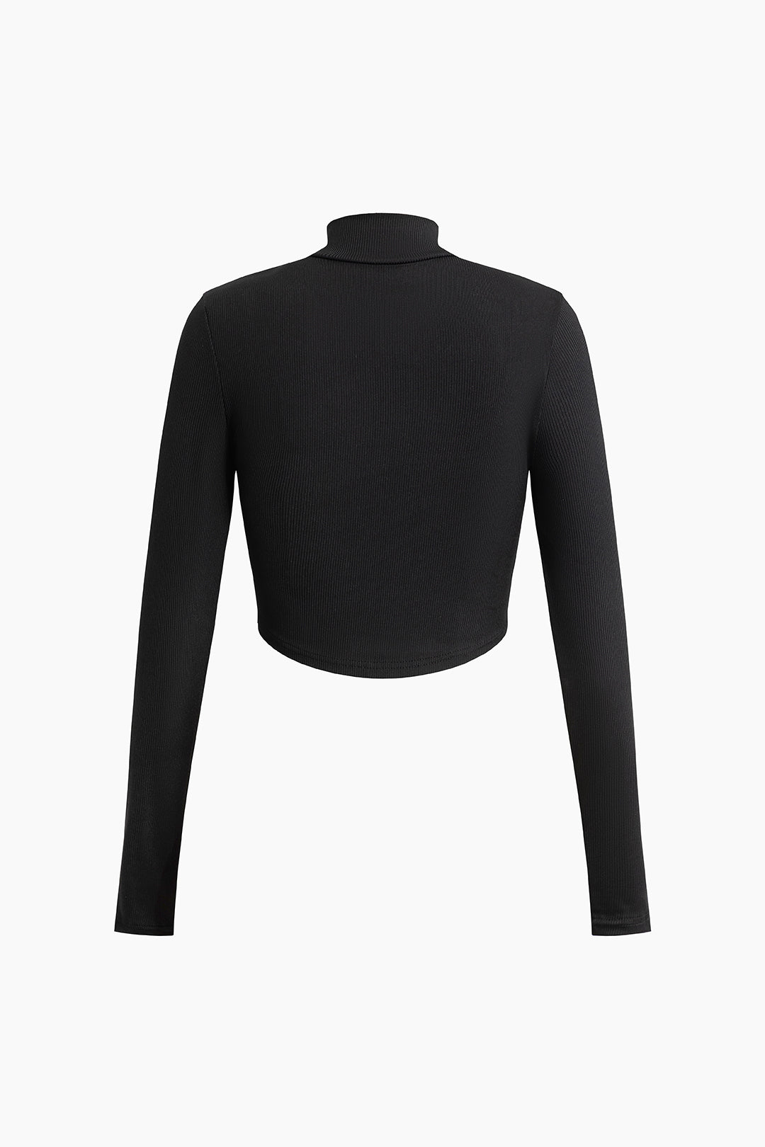 Cut Out Mock Neck Long-Sleeve Fitted Top