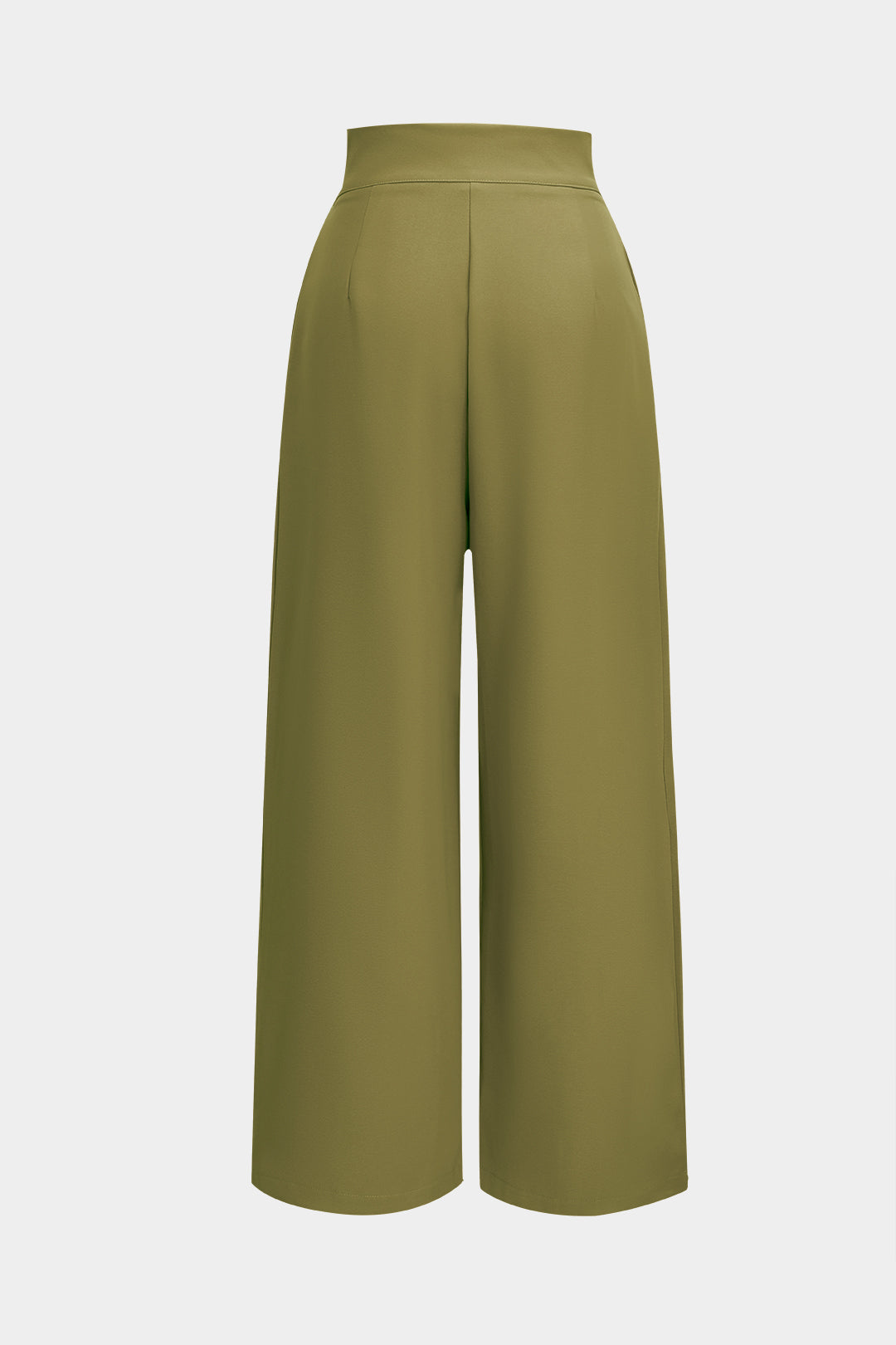 Wide Leg Pleated Trousers in Twill Fabric