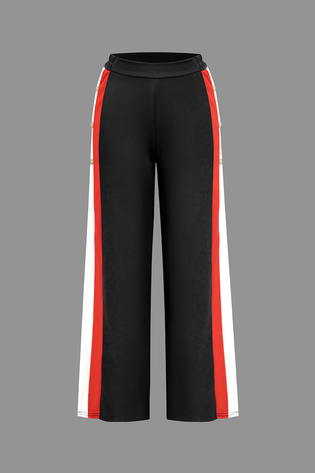 Color Block Wide Leg Trousers in Jersey Fabric