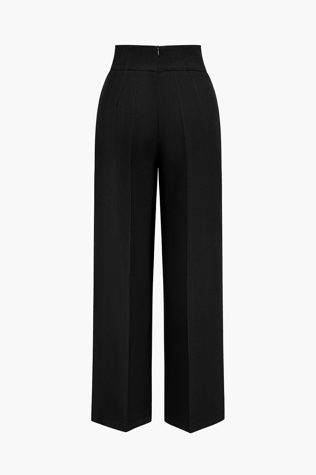 Basic High-Waisted Wide Leg Trousers in Twill Fabric